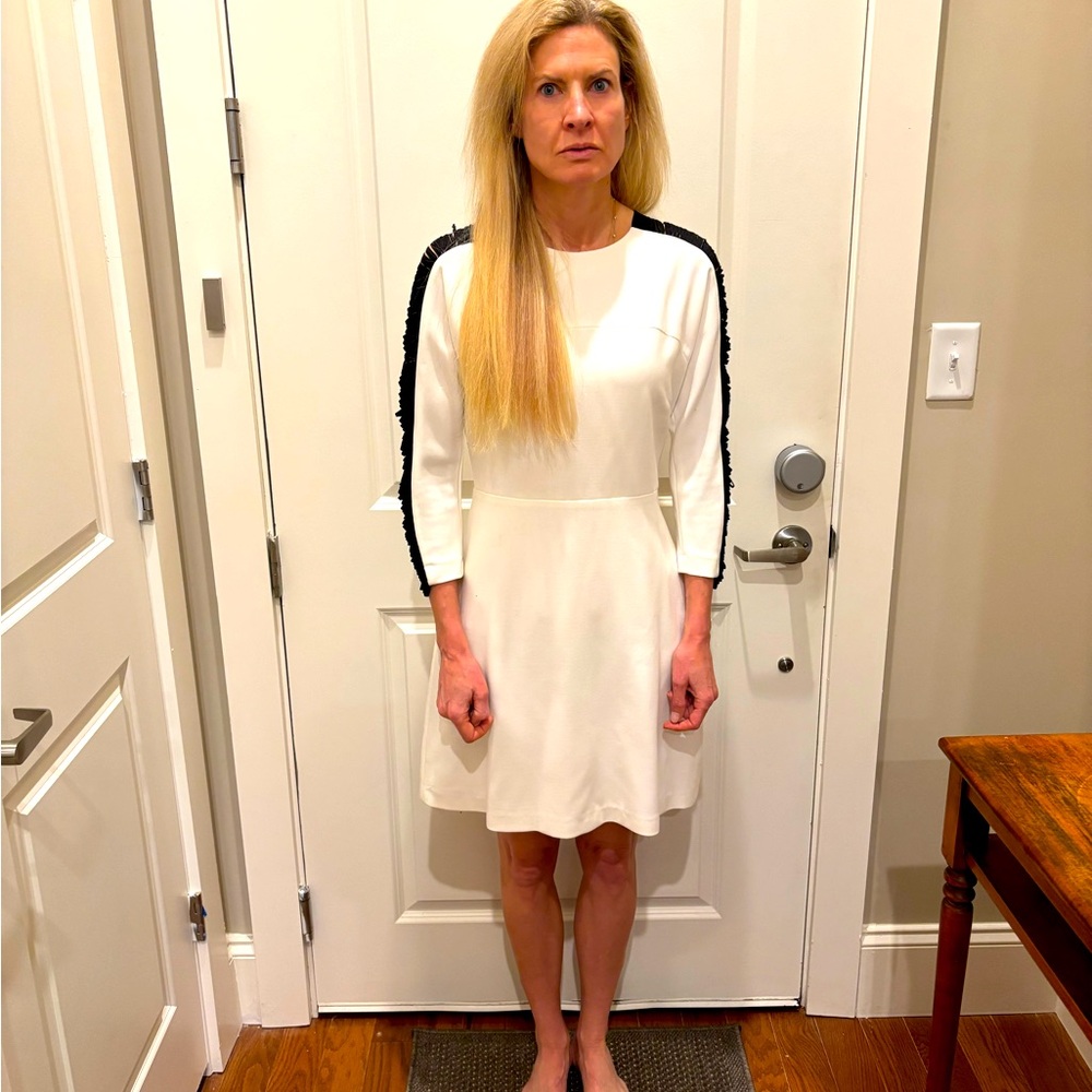 Sandro White Dress with Black Accents